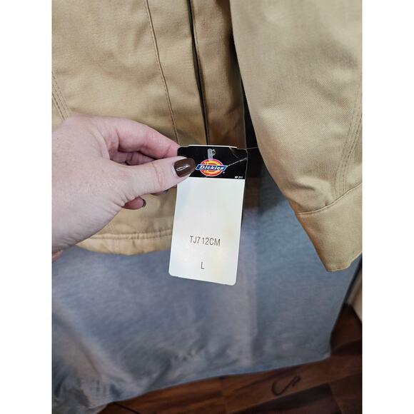 NWT Vtg Y2K Dickies Men Tan Sherpa Lined Canvas Work Jacket Insulated Full Zip L - Picture 9 of 12